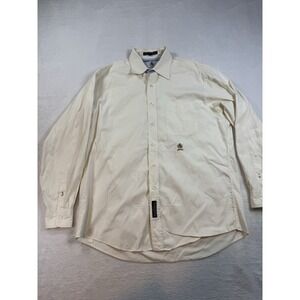 Vintage Tommy Hilfiger Mens Dress Shirt L/ 16-35 White Monogram Button Down